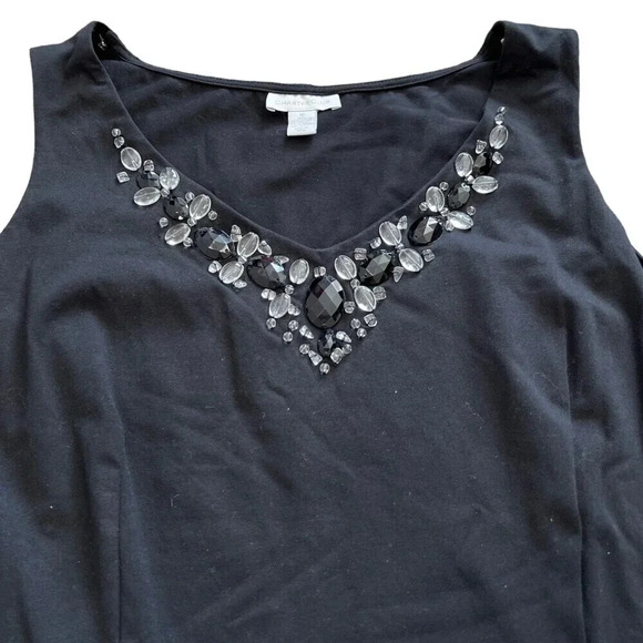 Charter Club Black Jeweled Fit & Flare Midi Dress 10 - Picture 3 of 4